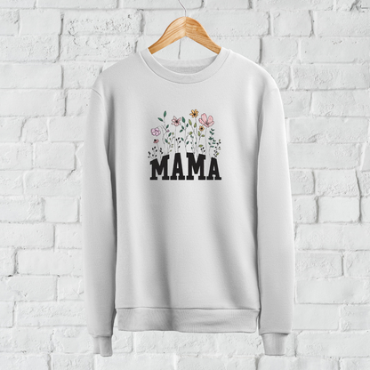 Custom MAMA flowers embroidered sweatshirt by Rebel Needleworks - personalised mum gift UK