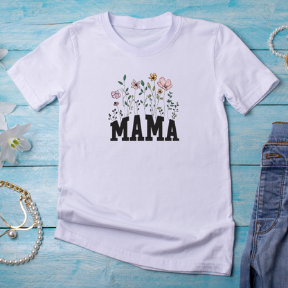 Rebel Needleworks MAMA flowers embroidered tee - personalised mum gift top UK