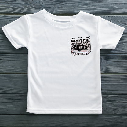 Custom horror movies and chill embroidered tee by Rebel Needleworks - alternative gothic clothing UK