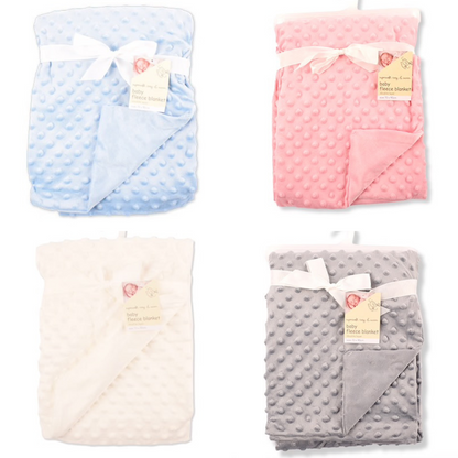 Custom dimple baby blanket embroidered by Rebel Needleworks - personalised birth details gift UK