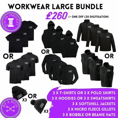 Workwear large bundle by Rebel Needleworks - personalised embroidered work clothing set UK