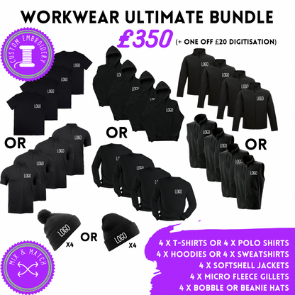 Workwear ultimate bundle by Rebel Needleworks - personalised embroidered uniform bundle UK