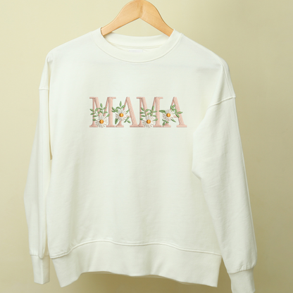 Rebel Needleworks MAMA pink floral sweatshirt - personalised mum gift jumper UK