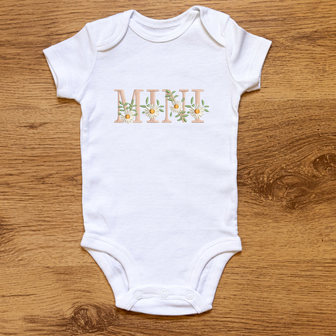 Mini embroidered baby grow 