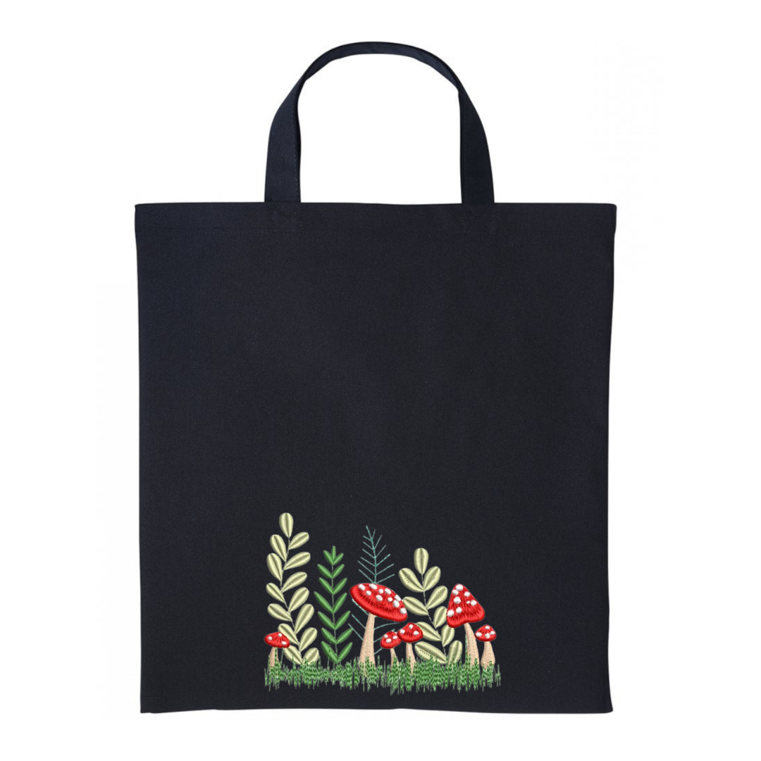 Mushrooms & Wildflowers Embroidered Cotton Shopper