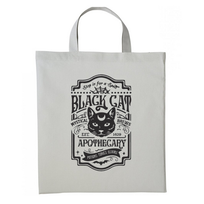 Custom apothecary cat embroidered shopper bag by Rebel Needleworks - alternative gothic tote UK