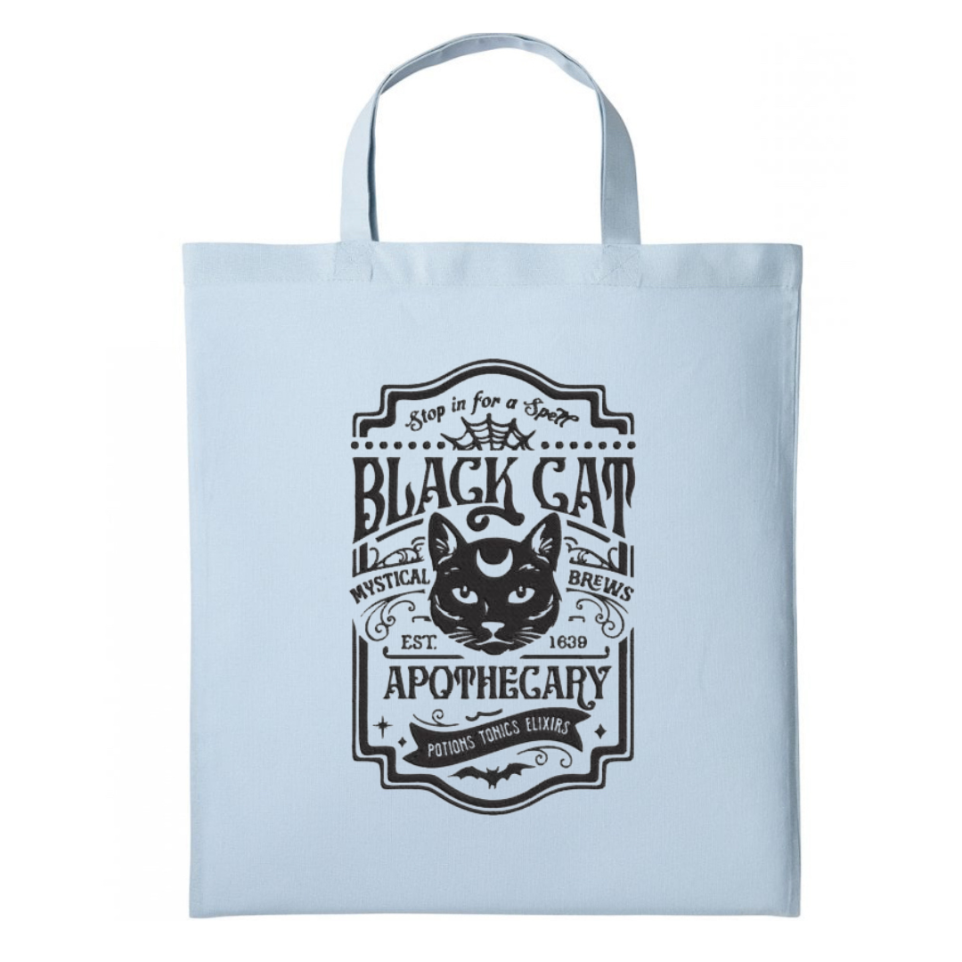 Black Cat Apothecary Embroidered Cotton Shopper