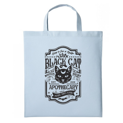 Gothic black cat embroidered cotton shopper by Rebel Needleworks - alternative tote bag UK
