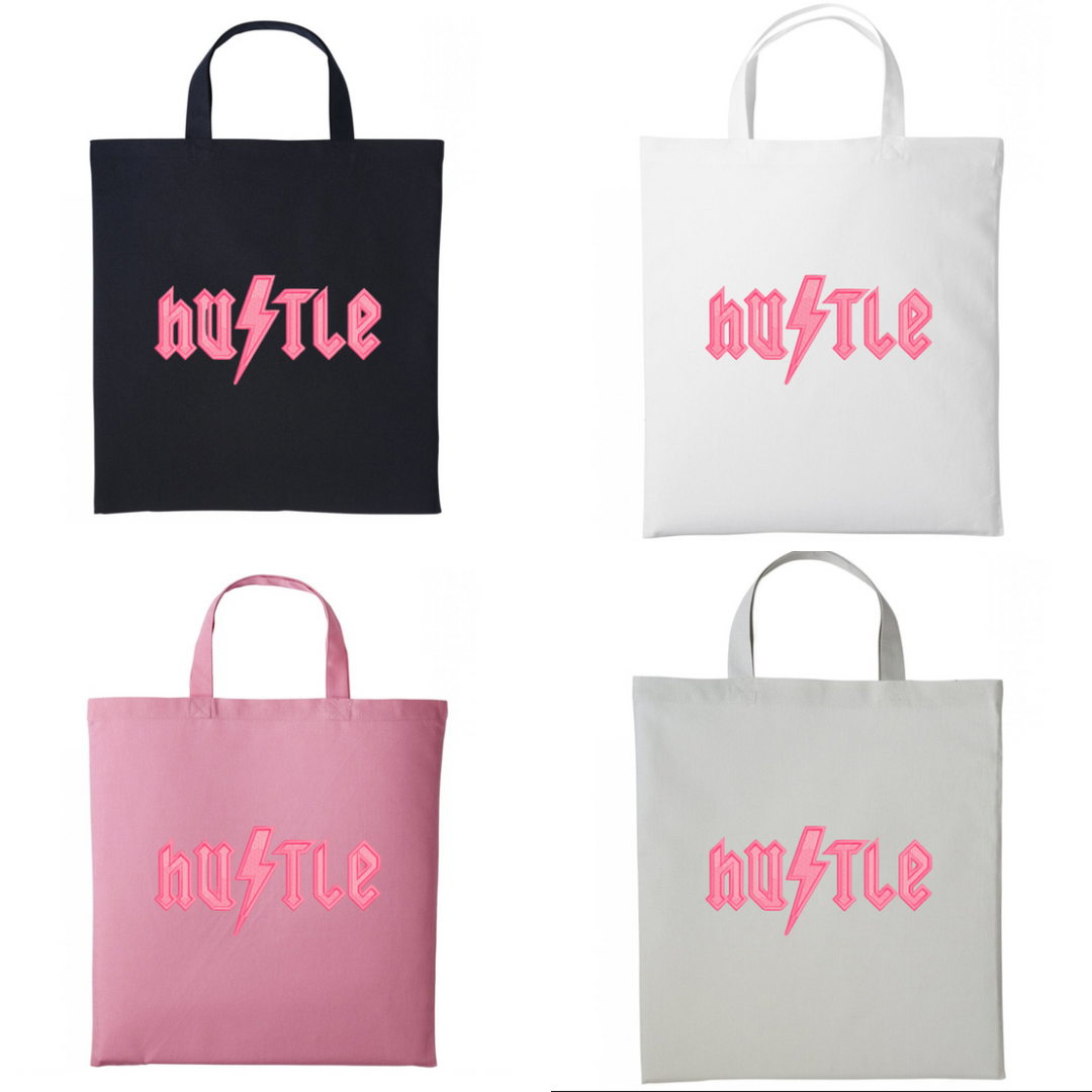 Hustle Embroidered Cotton Shopper