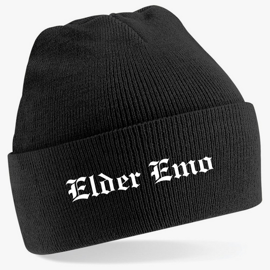 Elder Emo Embroidered Cuffed Beanie