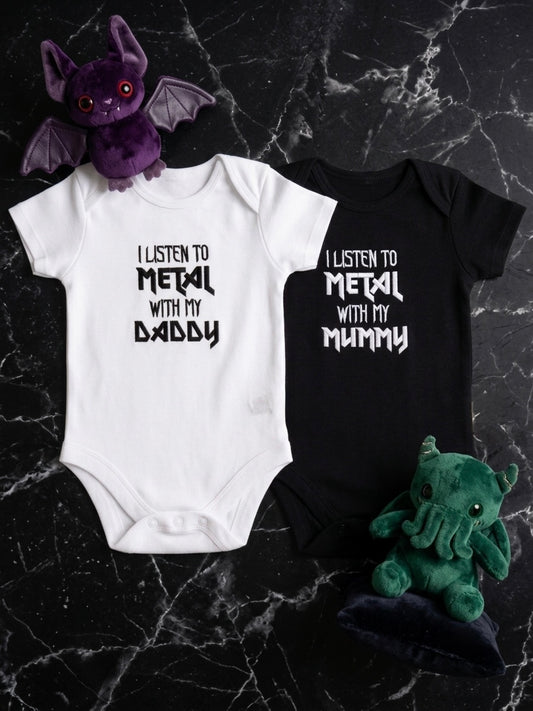 Heavy Metal Baby Grow | "I Listen to Metal With My..." Rock Infant Bodysuit