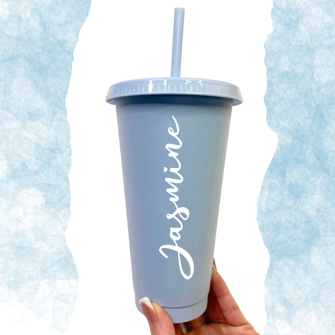 Personalised Signature Style 24oz Cold Cup with Lid and Straw