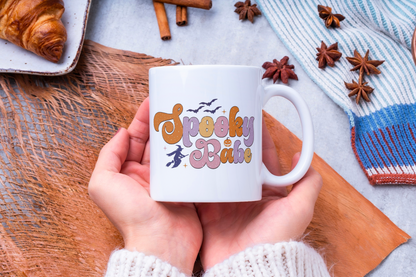 Custom Halloween print gift mug by Rebel Needleworks - personalised spooky novelty mug UK