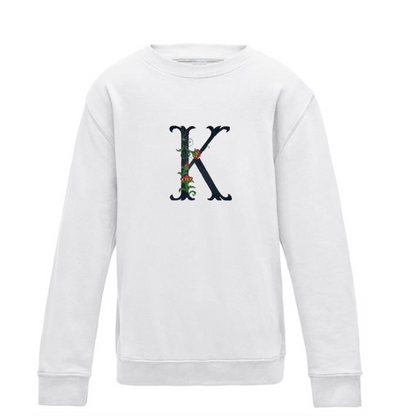 Rebel Needleworks personalised embroidered kids flower initial sweatshirt - custom children clothing UK