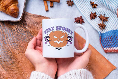 Custom gothic Halloween mug by Rebel Needleworks - personalised spooky novelty mug UK