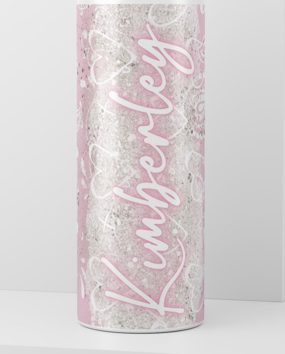 Personalised Pink Glitter Tumbler