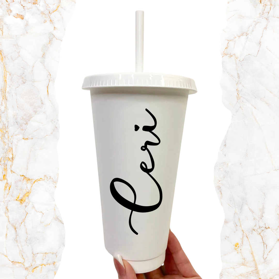 Personalised Signature Style 24oz Cold Cup with Lid and Straw