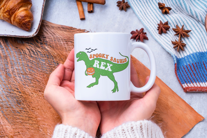 Custom Halloween novelty mug by Rebel Needleworks - personalised spooky gift UK