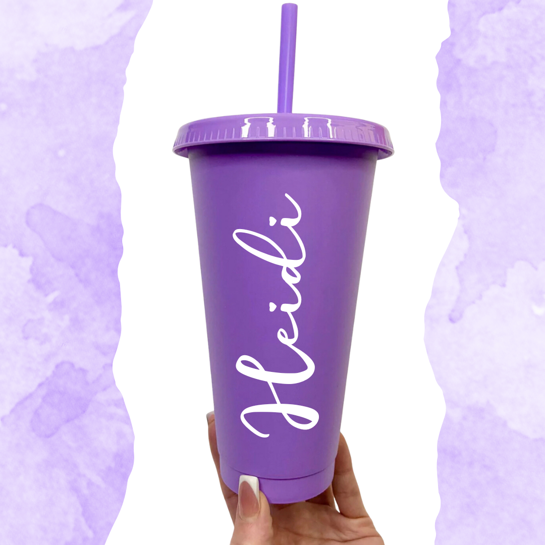 Personalised Signature Style 24oz Cold Cup with Lid and Straw