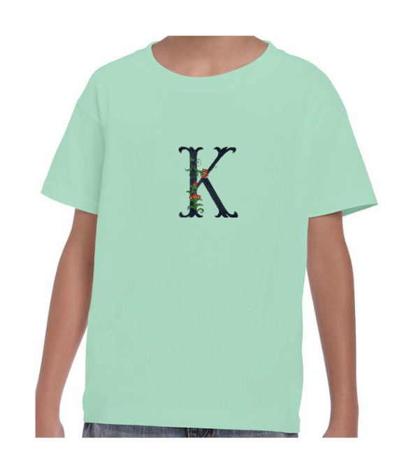 Kids Personalised Embroidered Flower Initial T-shirt