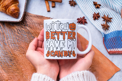 Personalised Halloween mug by Rebel Needleworks - custom gothic spooky gift mug UK