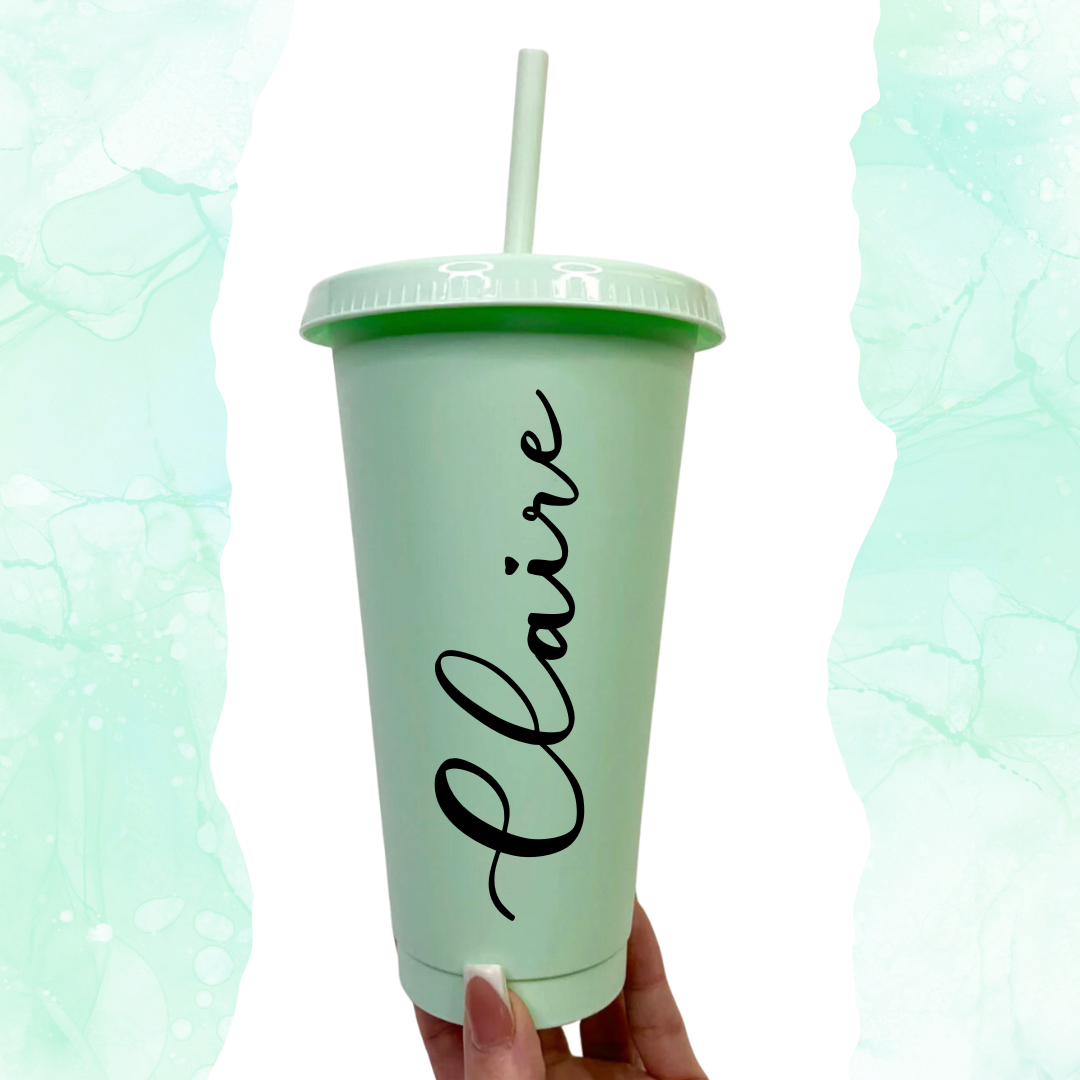 Personalised Signature Style 24oz Cold Cup with Lid and Straw