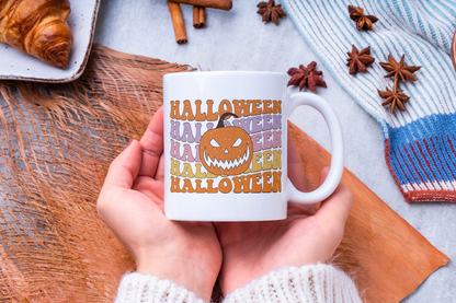 Halloween design custom mug by Rebel Needleworks - personalised gothic gift mug UK