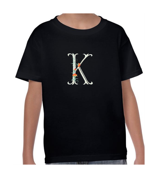 Kids Personalised Embroidered Flower Initial T-shirt