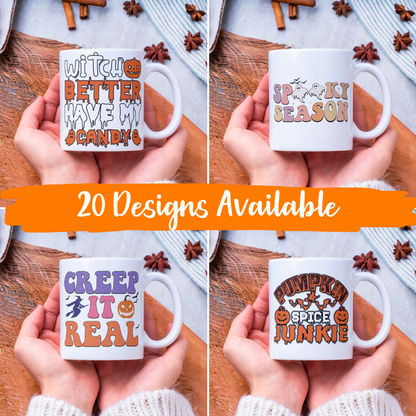 Halloween print mug by Rebel Needleworks - spooky custom personalised Halloween gift mug UK