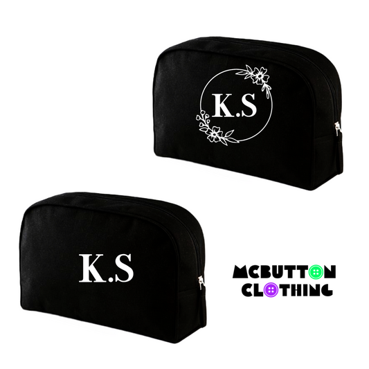 Black Personalised Wash Bag